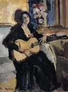 Konstantin Korovin The lady play Guitar oil painting picture wholesale